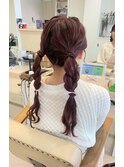 ツイン編みおろしヘアアレンジ