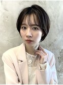 うる艶カラー30代40代50代丸みショートひし形新宿