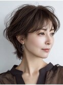 白髪ぼかし脱白髪染め似合わせショートボブ40代50代60代