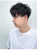 ブルーブラック/ニュアンスパーマ/波巻きツイストスパイラル/20