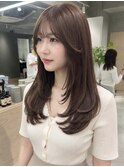 艶ブラウン×韓国風レイヤーミディ