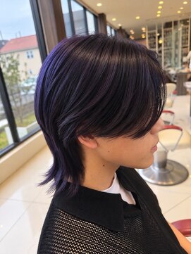 アース 長久手店(HAIR & MAKE EARTH) ディープパープル×ウルフレイヤー