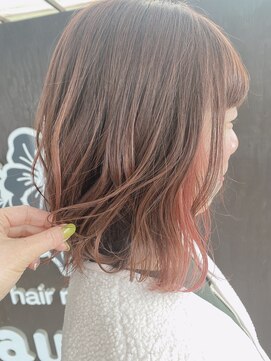 ラウラウヘアーリゾート(Lau Lau hair resort) 【LauLau 竹内】人気の大人ベルボブにインナーカラーピンク