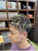 アップバング×アッシュシルバー
