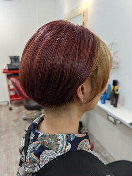 ピンク(PINK) ツーブロ丸みショート