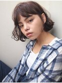 大人可愛い/レイヤーロング/グレーベージュ/前髪パーマ/二子玉川