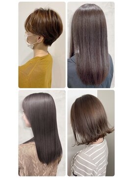 美容室フルール 外ハネヘルシースタイルショコラアッシュふんわり丸みカール