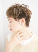 透明感無造作ボブ+ブリーチなし地毛風グレージュ/前髪[横浜]