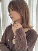 透明感ベージュマロンベージュミディアムレイヤー20代30代