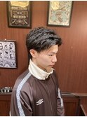 MEN'Sツーブロックバーバーヘアカットウルフショート