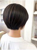 福山美容室Caaryナチュラルショートボブ丸みショート20代30代