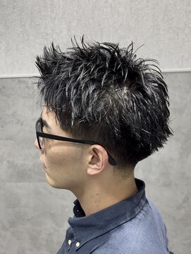 テクト バイアッシュ 吉祥寺店(Tect by Ash) 黒髪スパイキーショートテーパーフェード刈り上げ