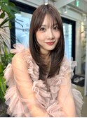 髪質改善ミディアムレイヤー艶髪カラー顔まわりレイヤー