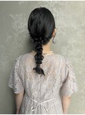 編み下ろしヘアセット結婚式ヘアセットヘお呼ばれセットカチモリ