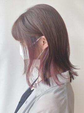 モリオフロムロンドン 原宿本店(morio from London) 【morio原宿】ミディアムヘア インナーカラーピンク