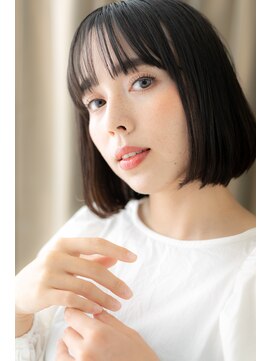 カバーヘア イヴ 戸頭店(COVER HAIR EVE) シースルーバング前下がり切りっぱなしボブZ戸頭20代30代40代