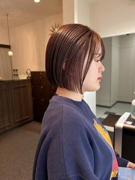 クリーク ノイズ ヘア 大手町店(CLIQUE noise hair) ボブ×イヤリングカラー　ピンクブラウン