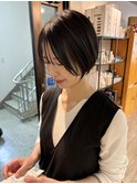 大人ショートボブ丸みショートカットマッシュショート前髪あり