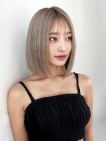 ヴィムヘアー(VIM hair) 切りっぱなしボブ+透明感ミルクティーベージュカラー
