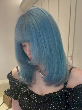 ベレーザ 渋谷(BELEZA) 15623ブリーチ&ダブルカラーネイビーブルーカラーレイヤーボブ