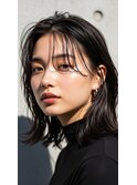ミディアム20代30代ストレートレイヤー前髪なし前髪あり越谷