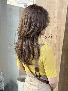 ニコリヘアワークス(nicori hair works) ロング×レイヤー×シフォンベージュ2