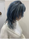 ペールブルーウルフカット