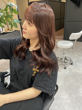 ナンバー(number+) 20代30代40代大人可愛いシアーピンク透明感セミロング