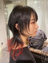 ロリム(RorriM)&nbsp;ウルフカット　グラデーションカラー　レッド　ダブルカラー