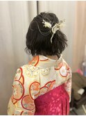 ショートボブ　ハーフアップ　水引アレンジVer
