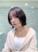 大人ミニボブ前髪ありフェイスレイヤー切りっぱなしK20250315