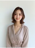セミロング/イメチェン/外ハネボブ/美髪/ワイドバング/髪型