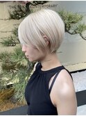くせ毛多毛ハイトーンショートボブ春夏スッキリ