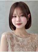 Say.ローズブラウン切りっぱなしボブレイヤーボブ顔周りカット