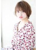 大人かわいい斜めバングマーメイドアッシュ大人ショートボブ