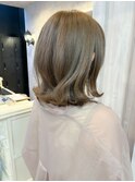 福山人気外ハネミディオリーブカラーブリーチなしダメージレス