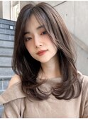 ★レイヤーカットデジタルパーマチェリーブラウンミニウルフ