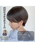 マッシュショート前髪長めハンサムショート黒髪ショート襟足短め