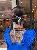 ツインタイトシニヨンお呼ばれヘアアレンジカチモリ