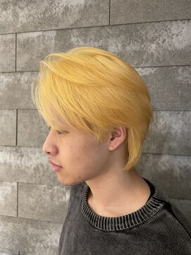 ニアウ 伊勢崎連取店(Niau) メンズマッシュウルフハイトーンカラーブリーチカラー