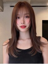 サロンドアイ(salon de i) 顔まわりロングレイヤー × ショコラブラウン