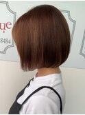 大人ガーリー チョコレート プリカール 小顔 丸みショートボブ