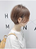 レイヤーショート20代30代40代50代オリーブグレージュ