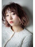 ベビーピンクハイライトくせ毛風ふわミディw上尾10代20代30代