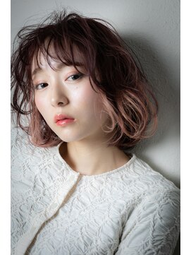 モッズヘア 上尾西口店(mod's hair) ベビーピンクハイライトくせ毛風ふわミディw上尾10代20代30代