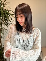 小顔前髪顔まわりレイヤー×グレージュカラー デザインカラー