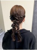 お呼ばれヘア★ミディアムからポニーテール編みおろし！