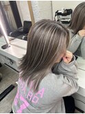 ハイライトカラーくびれヘアアプリコットオレンジ