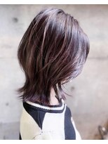 大人可愛いくびれミディアムレイヤー/パープルバレイヤージュ