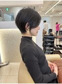前髪あり耳掛け丸みくびれショートボブ20代30代40代50代（蘭）